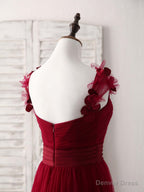 Simple Burgundy Tulle Long Prom Dress Burgundy Bridesmaid Dresses