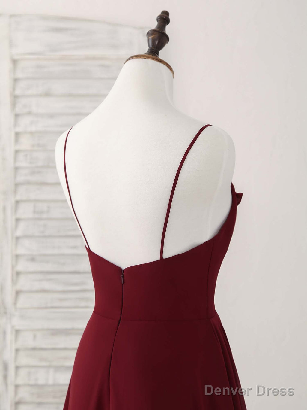 Simple Burgundy V Neck Chiffon Long Prom Dress, Bridesmaid Dresses