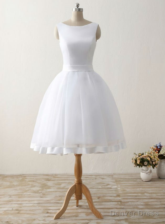 Simple Cheap Short Beach Wedding Dresses Formal Women Backless Organza Satin Bow