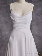 Simple Chiffon Beach Wedding Dresses Spaghetti Straps Sleeveless Ruched