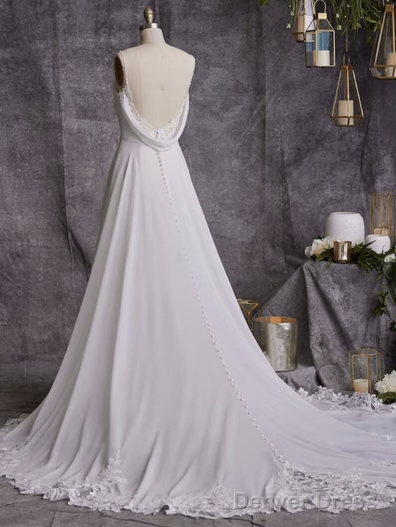 Simple Chiffon Beach Wedding Dresses Spaghetti Straps Sleeveless Ruched Main image