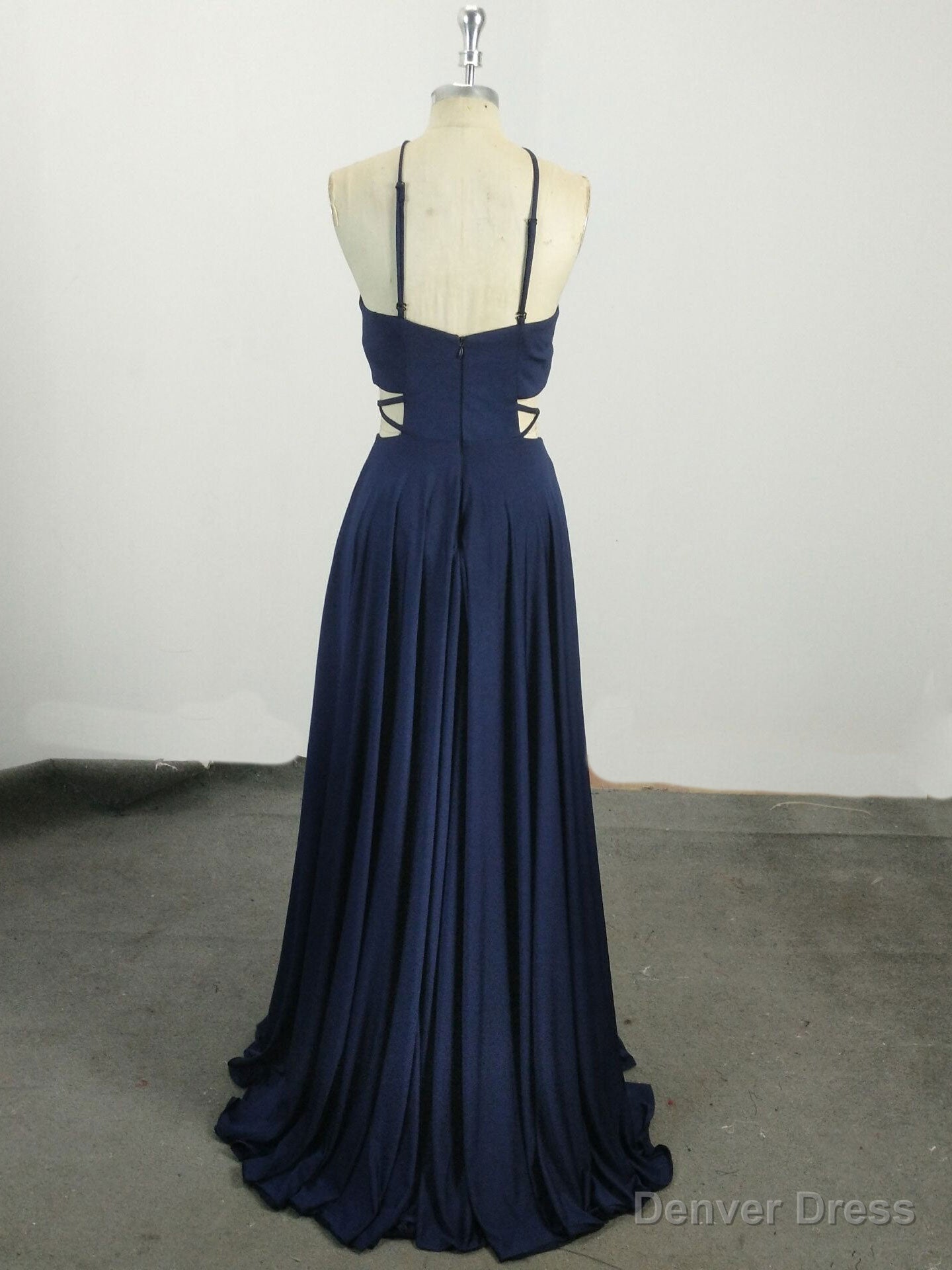 Simple Chiffon Blue Long Prom Dress, Blue Evening Dress Secondary image