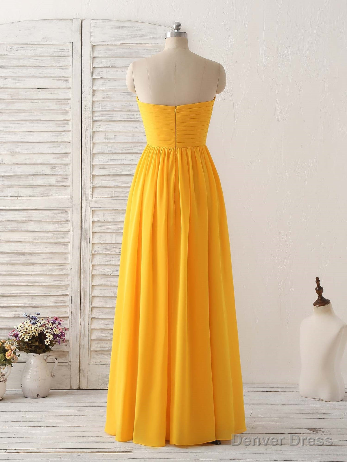 Simple Chiffon Yellow Long Prom Dress Simple Bridesmaid Dresses