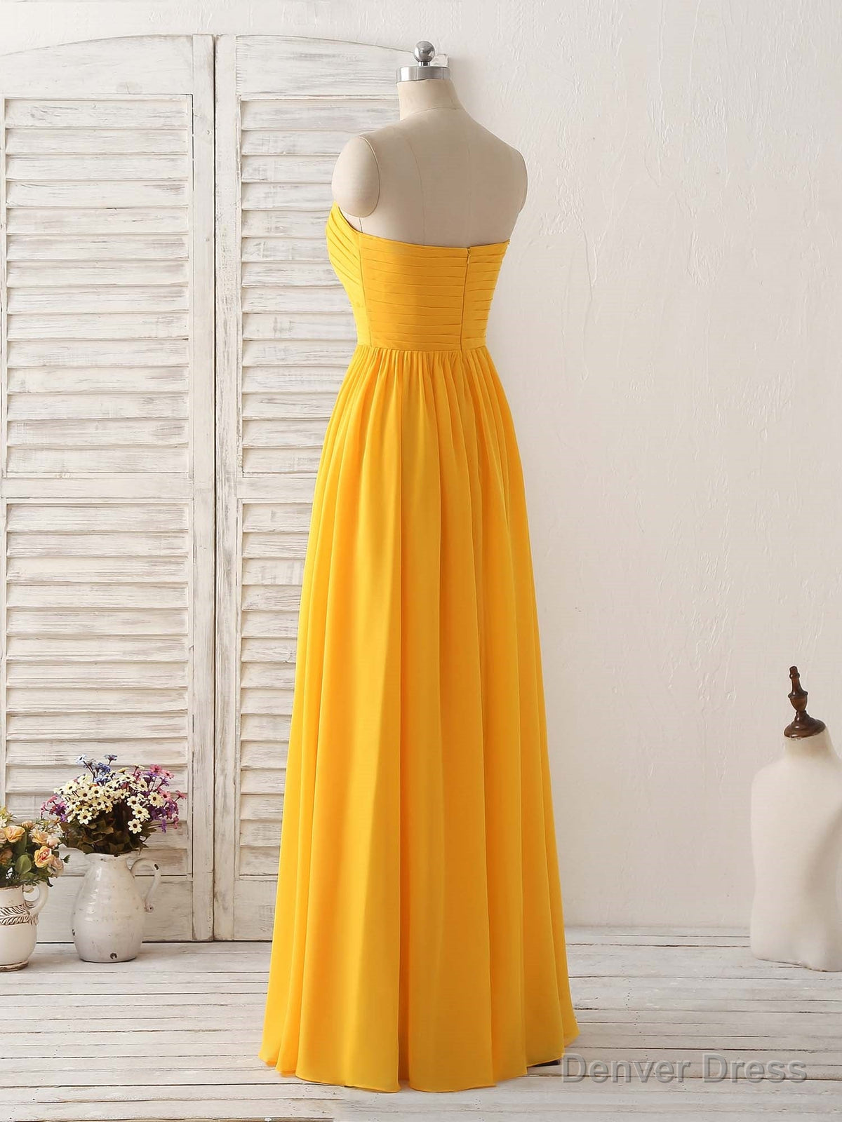 Simple Chiffon Yellow Long Prom Dress Simple Bridesmaid Dresses