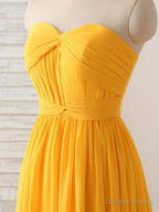 Simple Chiffon Yellow Long Prom Dress Simple Bridesmaid Dresses