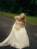 Simple Classic White A Line Strap Satin Tulle Long Prom Dress Wedding Dresses