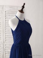 Simple Dark Blue Chiffon Long Prom Dress Blue Bridesmaid Dresses