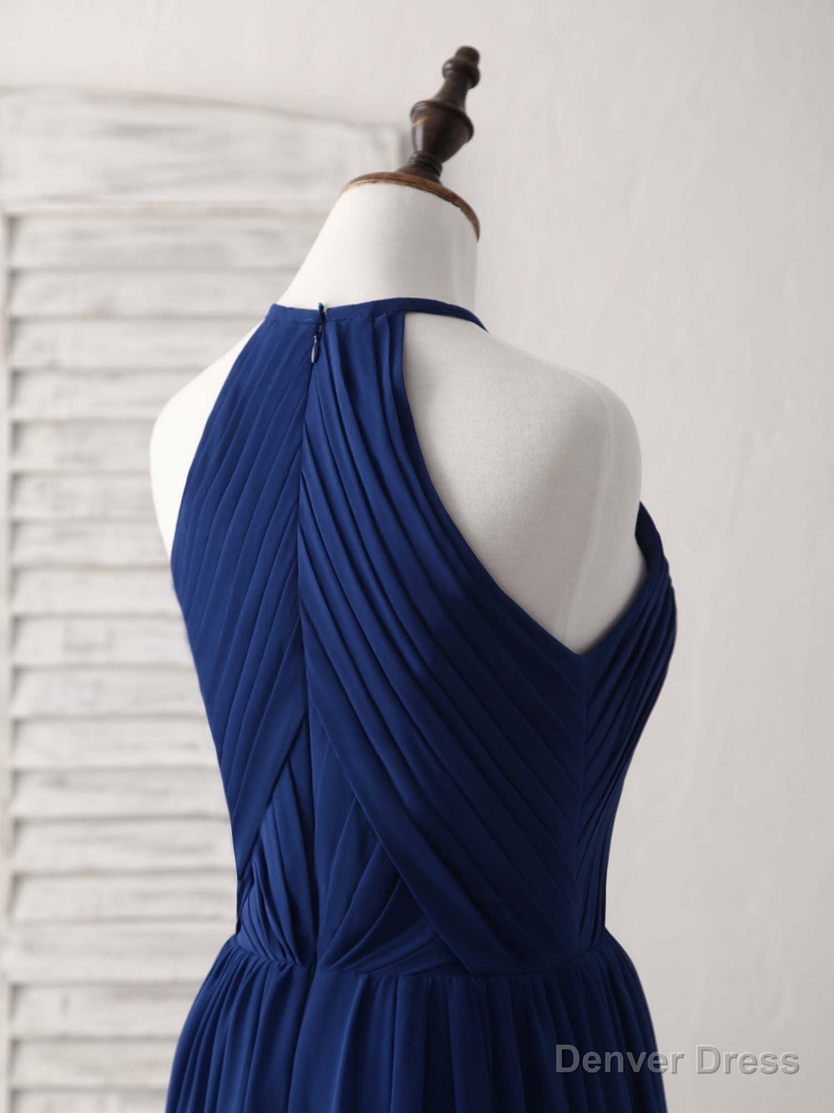 Simple Dark Blue Chiffon Long Prom Dress Blue Bridesmaid Dresses