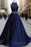 Simple Dark Blue Long Prom Dresses, Evening Dresses