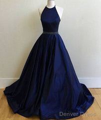 Simple Dark Blue Long Prom Dress, Evening Dress