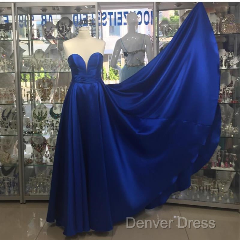 Simple Design Sweetheart Long Satin Prom Dresses