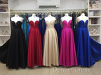 Simple Design Sweetheart Long Satin Prom Dresses