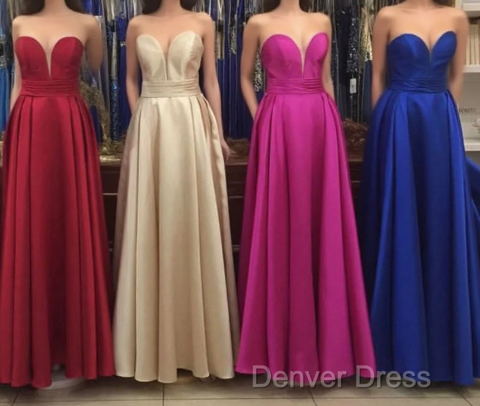 Simple Design Sweetheart Long Satin Prom Dresses Main image