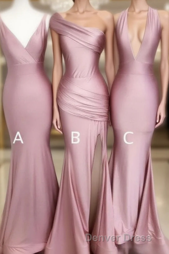 Simple Dusty Rose Cheap Mermaid Long Bridesmaid Dresses Online Main image