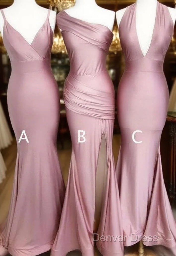 Simple Dusty Rose Mermaid Long Bridesmaid Dresses Online Main image