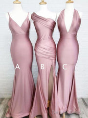 Simple Dusty Rose Mermaid Long Bridesmaid Dresses Online