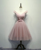 Simple Gray Tulle Short Prom Dress, Gray Tulle Bridesmaid Dresses
