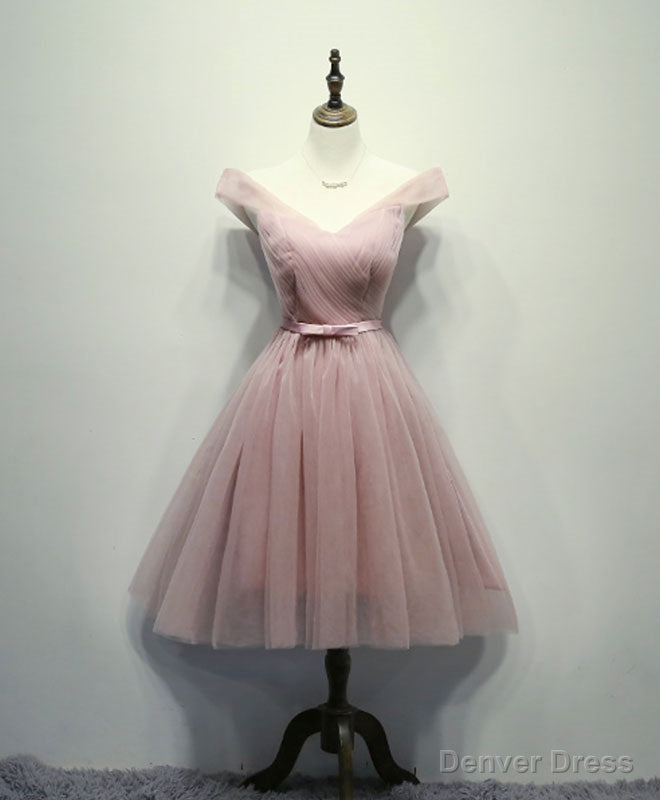 Simple Gray Tulle Short Prom Dress, Gray Tulle Bridesmaid Dresses