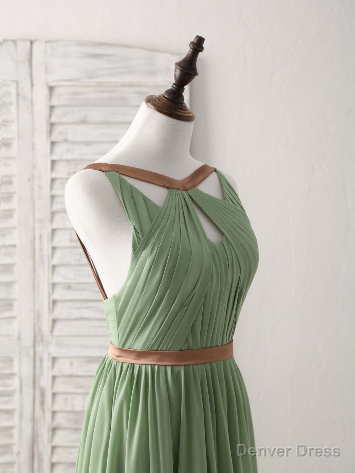 Simple Green Chiffon Long Prom Dress, Green Bridesmaid Dresses