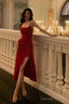 Simple High Low Spaghetti Straps Red Prom Dresses Birthday Outfits Evening Gown