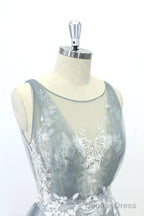 Simple Lace A-Line Tulle Long Prom Dress With A Train