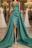 Simple Long A-Line Sweetheart Satin Prom Dresses With Slit