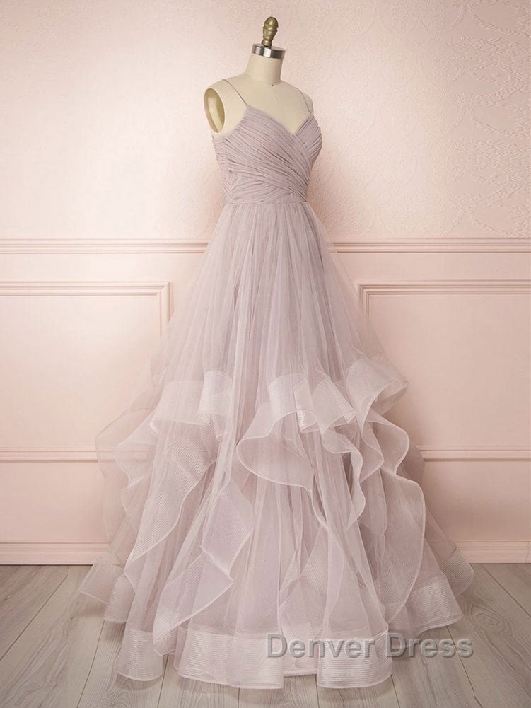 Simple Lotus root starch tulle long prom Dress, tulle Prom Dresses Secondary image