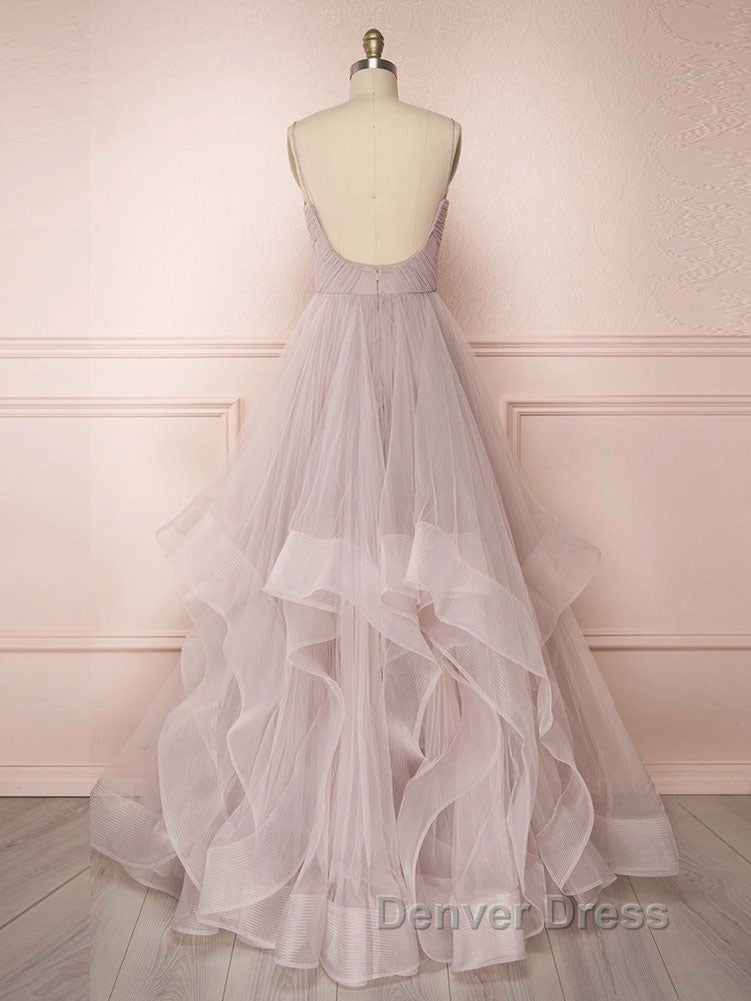 Simple Lotus root starch tulle long prom Dress, tulle Prom Dresses