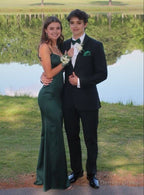 Simple Mermaid Dark Green Backless Long Prom Dress