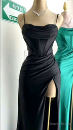 Simple Mermaid Floor Length Prom Dresses With Slit
