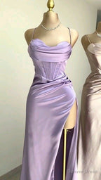 Simple Mermaid Floor Length Prom Dresses With Slit