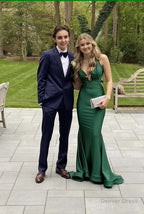 Simple Mermaid Green Backless Long Prom Dress
