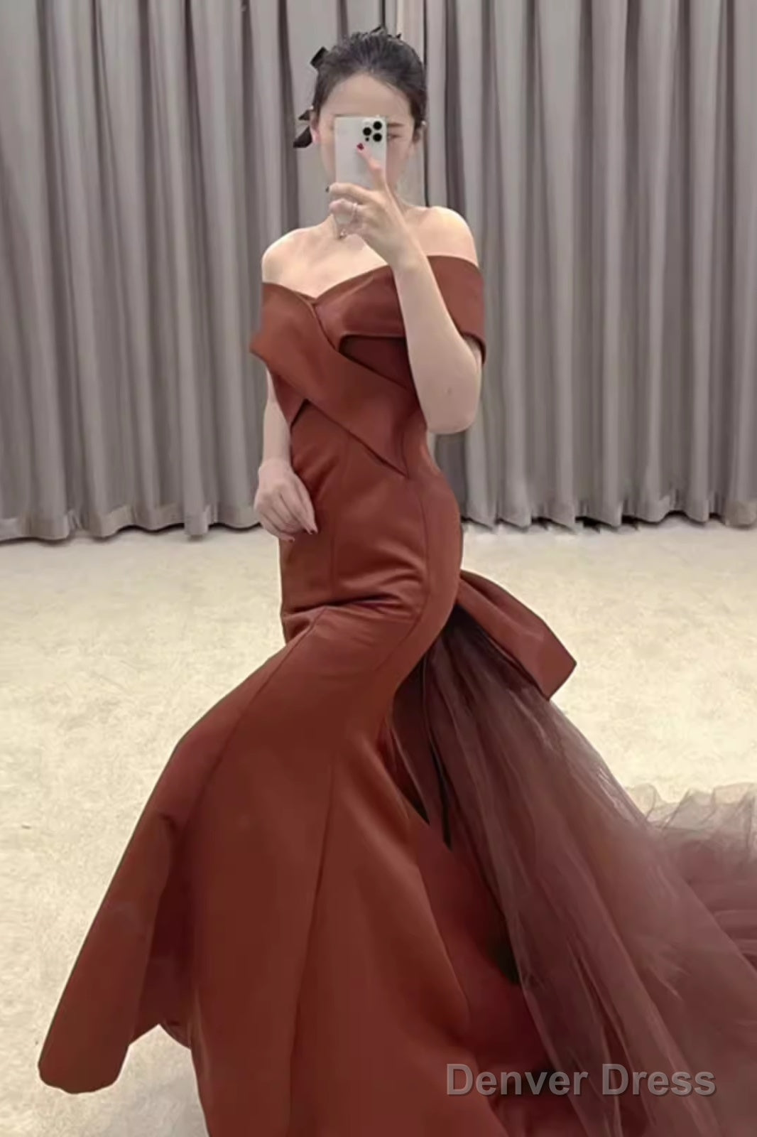 Simple Mermaid Long Brown Prom Dresses Long Prom Gown