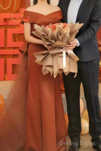 Simple Mermaid Long Brown Prom Dresses Long Prom Gown