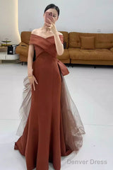 Simple Mermaid Long Brown Prom Dresses Long Prom Gown