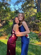 Simple Mermaid Long Burgundy Slit Prom Dresses