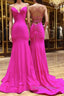 Simple Mermaid Long Prom Dress, Backless Satin Long Prom Dresses