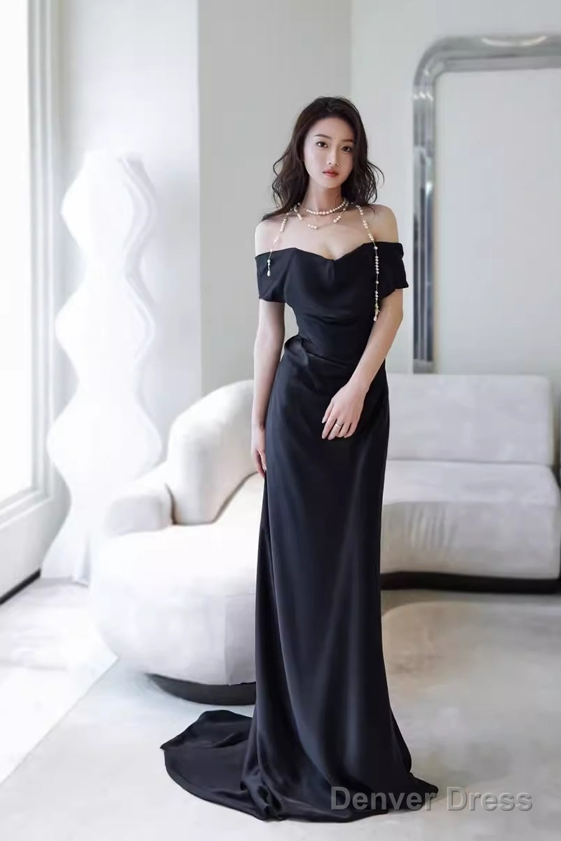 Simple Mermaid Off The Shoulder Black Prom Dresses Evening Dress Secondary image