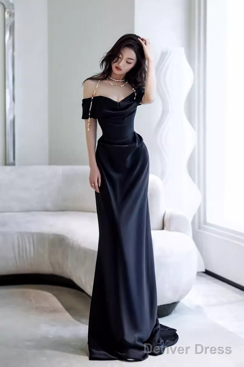 Simple Mermaid Off The Shoulder Black Prom Dresses Evening Dress Main image