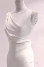 Simple Mermaid Satin White Long Wedding Dress Brides Dresses