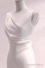 Simple Mermaid Satin White Long Wedding Dresses Brides Dress