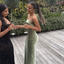Simple Mermaid Sleeveless Strapless Velvet Long Prom Dresses