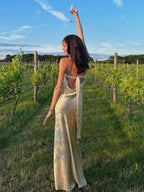 Simple Mermaid Strapless Neckline Long Prom Dress Satin Yellow Prom Dresses