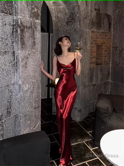 Simple Mermaid Straps Burgundy Prom Dresses 21th Birthday Outfits