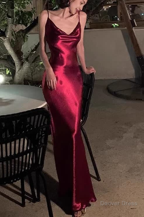 Simple Mermaid Straps Burgundy Prom Dresses 21th Birthday Outfits