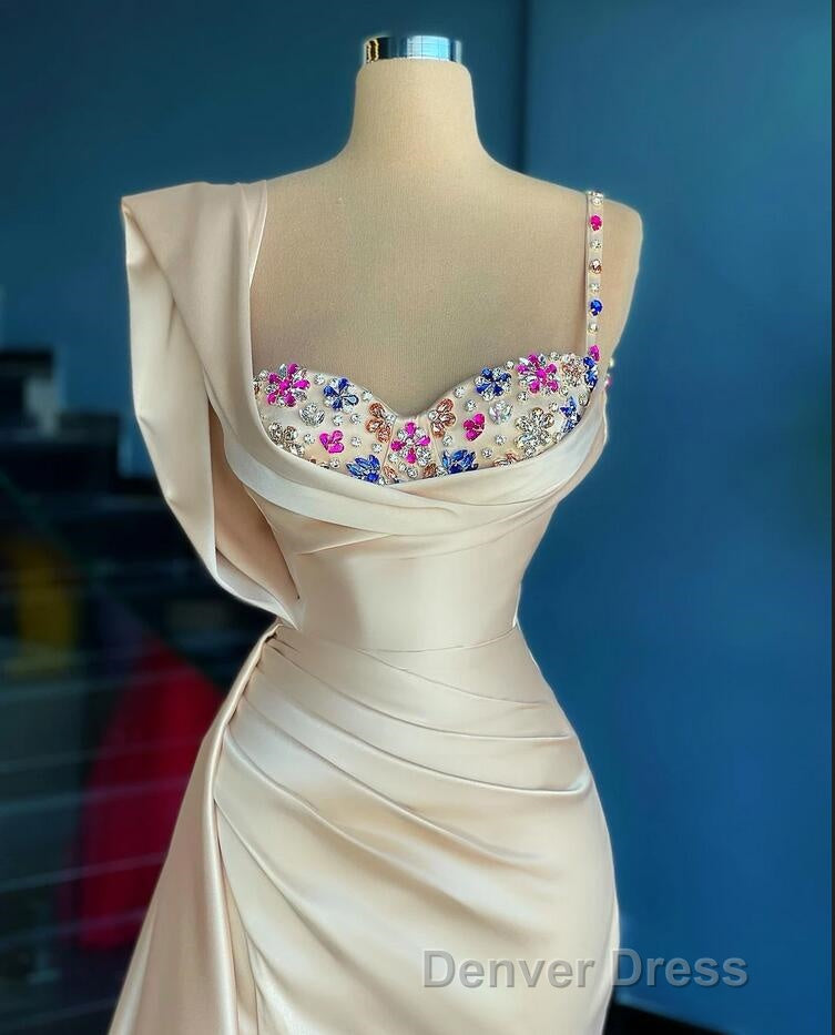 Simple Mermaid Sweetheart Satin Beading Long Prom Dresses Secondary image