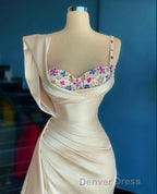 Simple Mermaid Sweetheart Satin Beading Long Prom Dresses