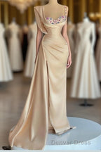 Simple Mermaid Sweetheart Satin Beading Long Prom Dresses