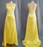 Simple Mermaid V Neck Yellow Backless Long Prom Dress