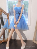 Simple Mini Short Blue Prom Dress, Cute Blue Homecoming Dresses